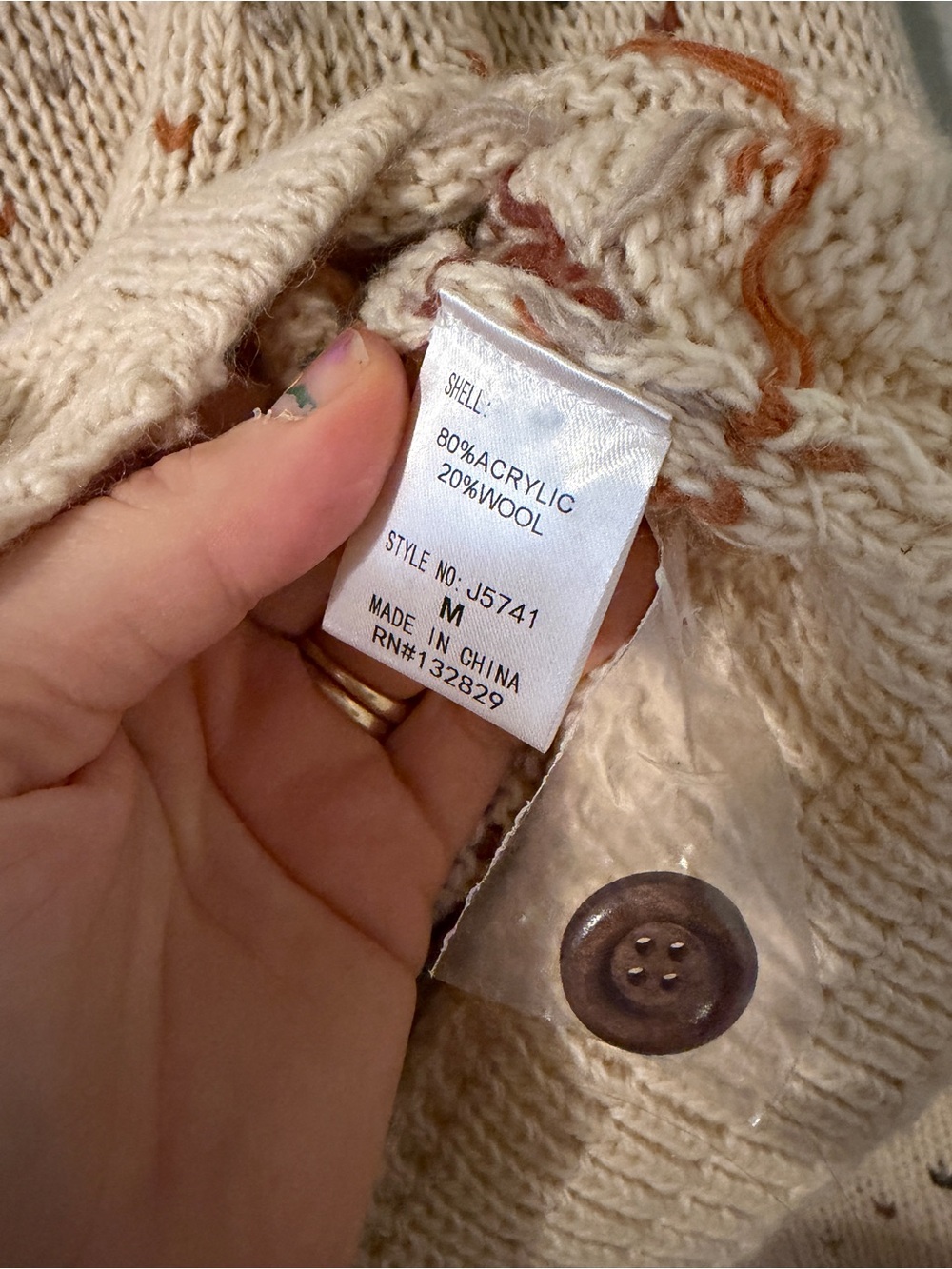 Neuflora heart Cream Speckled Button-Front Knit Cardigan medium - Picture 6 of 7